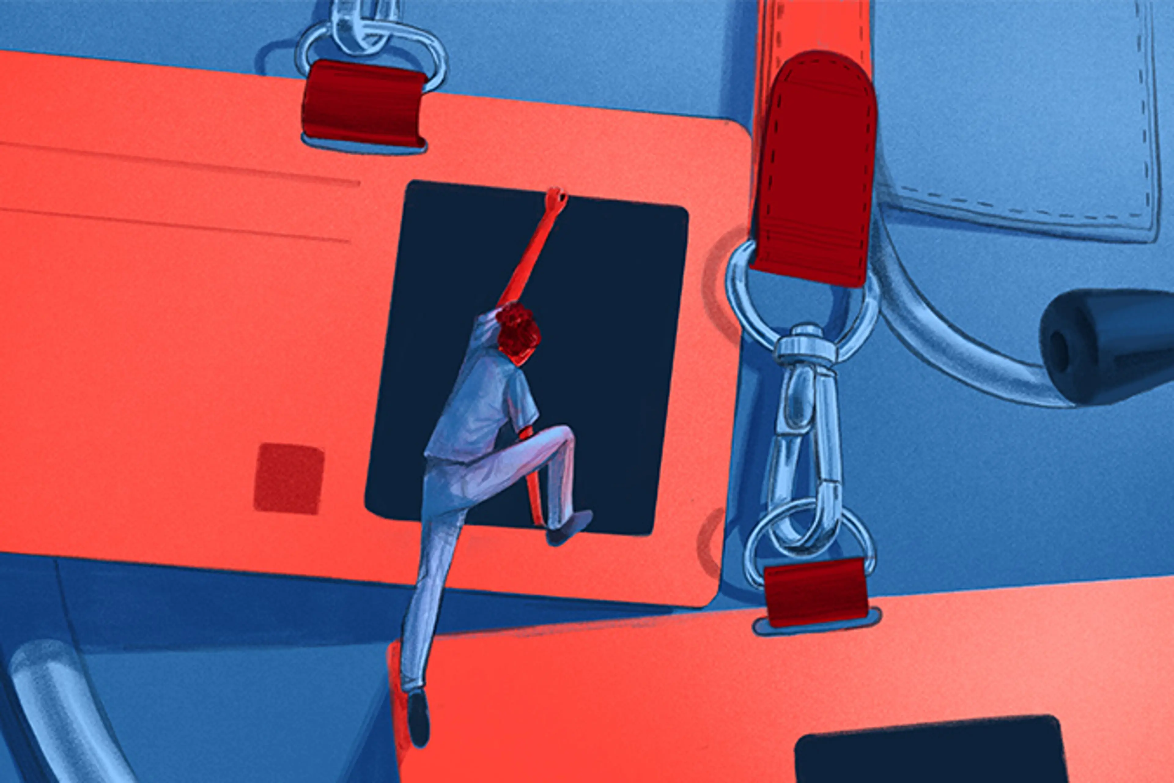 Illustration of health worker climbing to the card membership