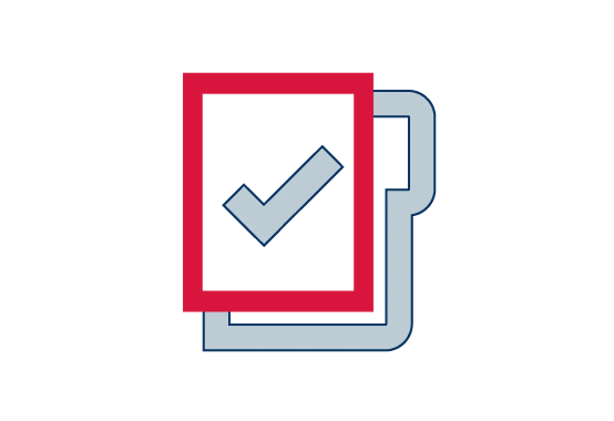 A file icon with a red border and a tick